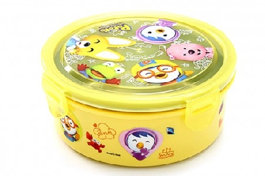 Bát ăn trẻ em inox có nắp khóa Pororo Hàn Quốc